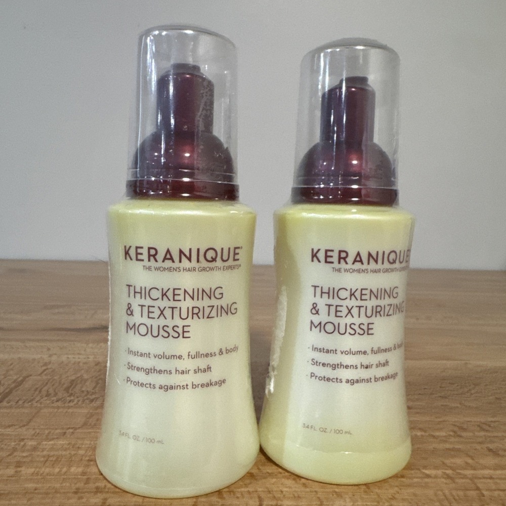 Lot Of Two Sealed Keranique Thickening & Texturizing Mousse 3.4 oz